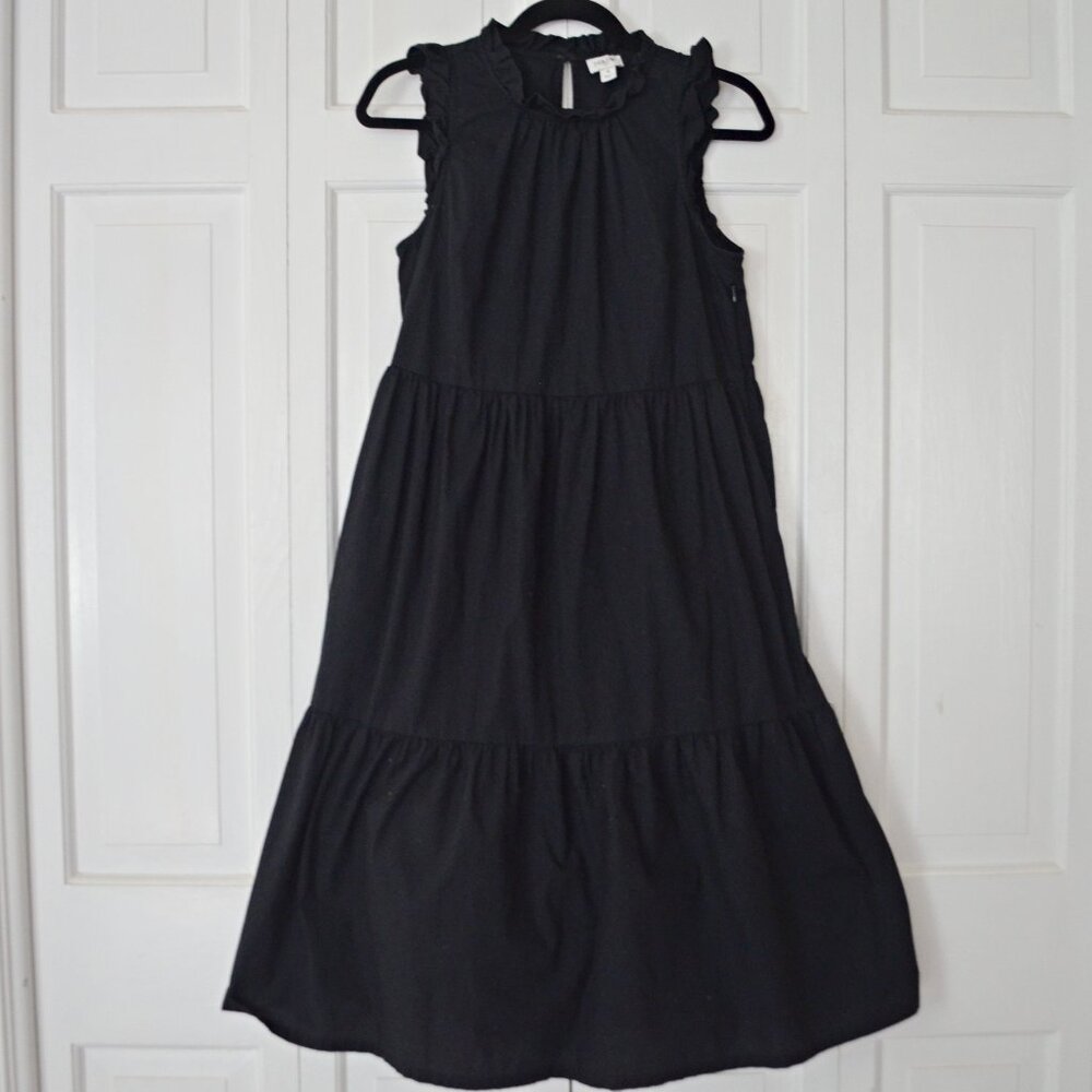 Women's Black J.Crew Factory Tiered Ruffle Midi Dress Size 4